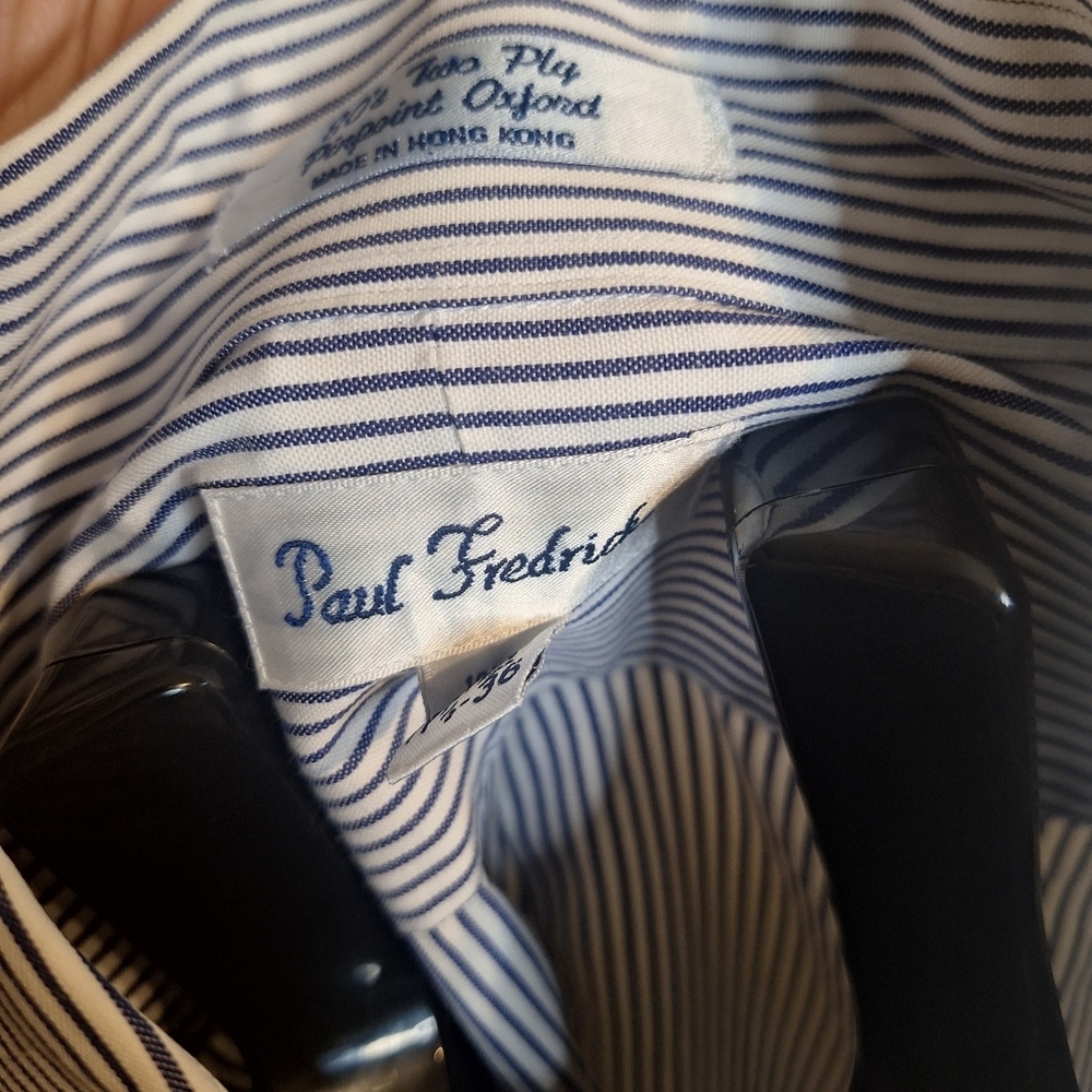Paul Fredrick Classic Long Sleeve Striped Dress Shirt. S8ze 17.5/36 - Picture 5 of 7
